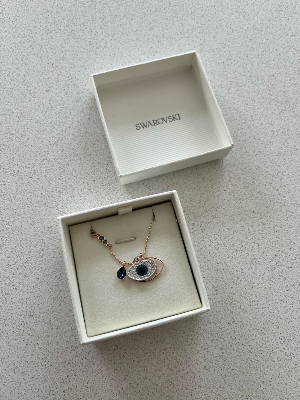 Swarovski Rose Gold Blue Evil Eye Pendant Necklace